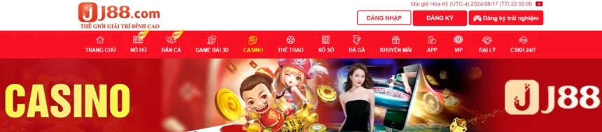 Live casino J88 có cơ hội thắng lớn trải nghiệm sòng bài đẳng cấp